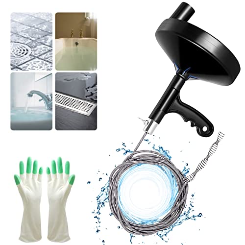 Drain Auger 25 Ft Heavy Duty Plumbing Snake with Gloves for Clogs