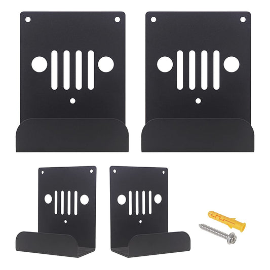 A-KARCK Wall Mount Door Hangers 4pcs, Door Storage Bracket with Rubber Lining Compatible with Jeep Wrangler JK JKU JL, Saving Garage Space