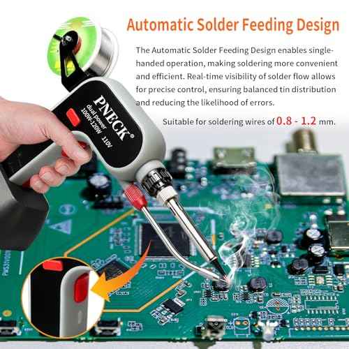 Automatic Soldering Gun Kit, 100W/120W Dual Power Soldering Iron Kit with Ceramic Heater, 5 Tips, Pump, flux, Tweezers for Electronics Welding Repair DIY