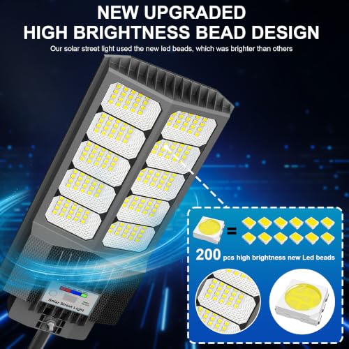 Vzyhik 6500W Solar Street Lights Outdoor Waterproof 2 Pack - Bright Motion Sensor Parking Lot Lighting