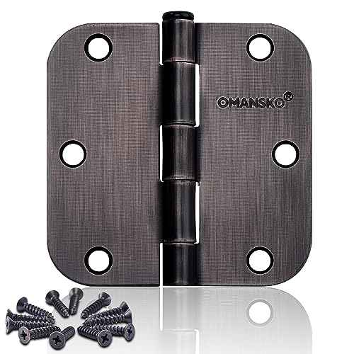 30 Pack Door Hinges, 3.5 x 3.5 Inch Oil Rubbed Bronze Hinges for Wood 5/8'' Radius Corners 3 1/2 Inch Interior Door Hinges for Residential Doors