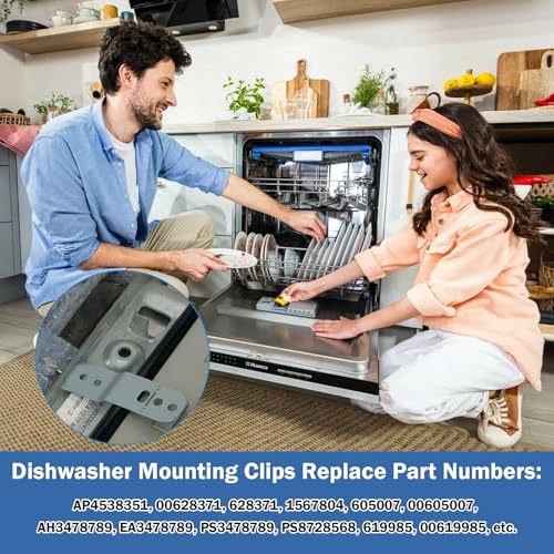4 Pack 619985 Dishwasher Mounting Brackets for Bosch/Thermador – 8 Screws Included