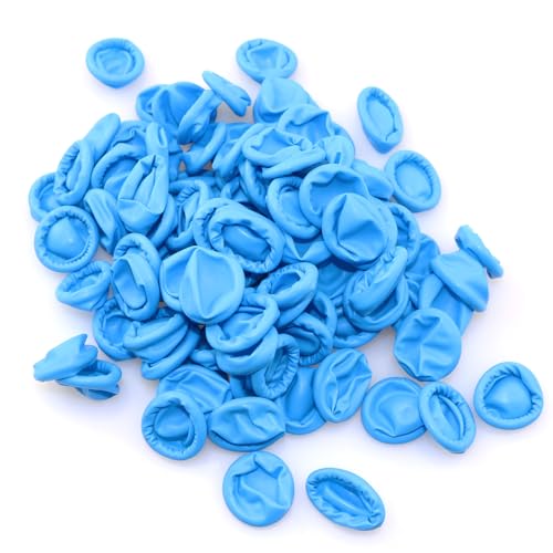 100PCS Blue Disposable Nitrile Finger Cots Nitrile Rubber Non-allergenic Finger Protectors for Beauty, Manicure, Household Cleaning