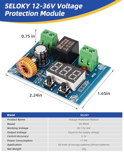 12V-36V DC Over-Discharge Protection Module 2 Pack - Battery Voltage Protector Switch