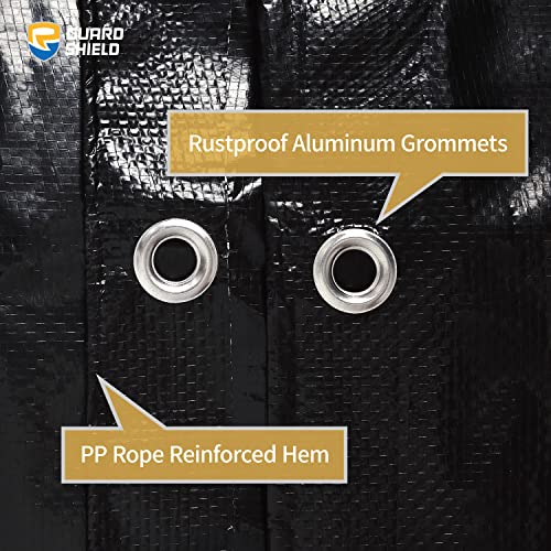 GUARD SHIELD 8x8 Feet Waterproof Black Heavy Duty Tarp - All Purpose 7mil
