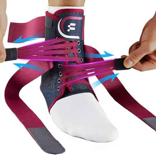 Ankle Brace for Women with Quick Lace Up, Adjustable Figure 8 Compression Support for Achilles Tendonitis, Ankle Sprain & Swelling Relief for Volleyball, Running & Daily Wear, M