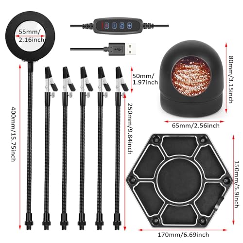 Magnetic Helping Hands Soldering Station with Light,Third Hand Soldering Tool,with Five-Claw Flexible Arms,3X LED light Magnifying Glass,for Soldering Repairing Jewelry Crafts