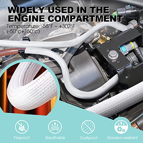 AGPTEK White Cable Management Sleeve 1.2 Inch 10ft Pack - Flexible Wire Hider for Safe Home & Office Organization