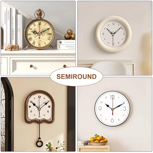 Semiround Silent Quartz Clock Movement Kit with 4 Short Hands & 2 Shaft Lengths - Model Shaft 22.7mm, Thread 16.5mm for 3-7 Inch Mini Clocks