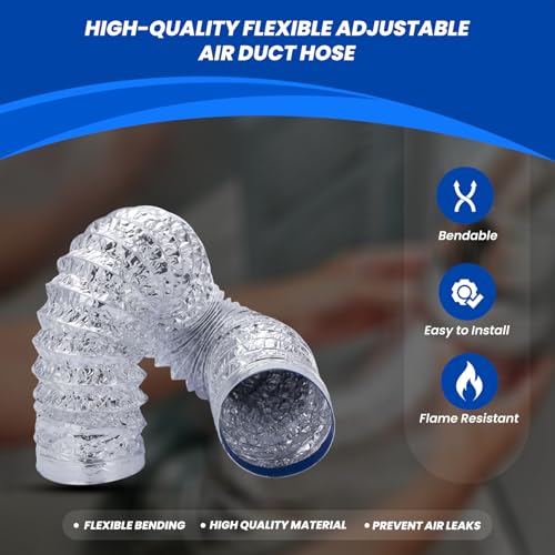 4-Inch x 3ft Dryer Vent Hose - Flexible Aluminum Duct with 2 Clamps
