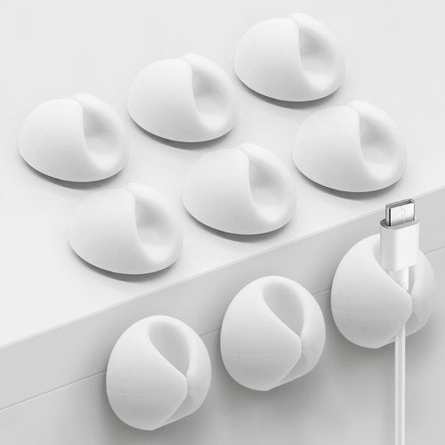 SmiLife Cable Clips, Cord Holder, Adhesive Cord Clips, Wire Holder for Cable Management, Phone Charger, Desk, Wall, Nightstand and Office, White 9 PCS