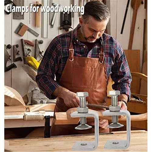 C Clamps Heavy Duty Stainless Steel - Small Metal Clamps With Screws, Wide Jaw Opening Tiger Clamp For Woodworking, Clamps for Crafts (2pcs)