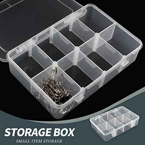 1 Pack Plastic 8-Grid Case Hard Plastic Storage Box with Detachable Blank for Small Parts,Hardware Tool Parts(7.28 * 4.88 * 1.6 inch)