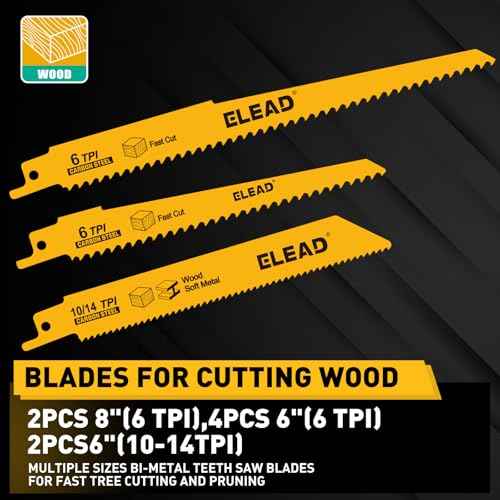 10-Piece Bi-Metal Reciprocating Saw Blade Set, Premium 6 & 8 Inch Wood & Metal Cutting Saw Blades with Storage Box