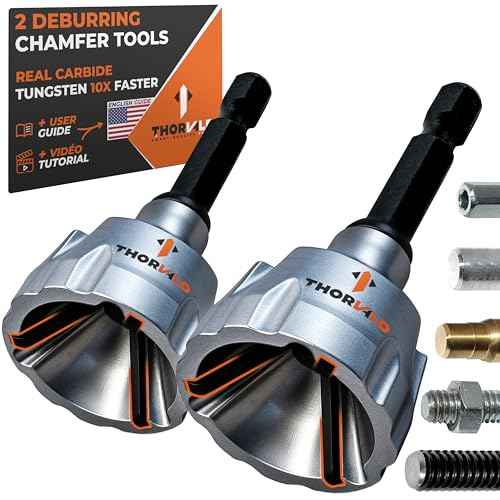 THORVALD 2X Deburring External Chamfer Tool with Tungsten Carbide Blade - Deburr Tool for All Thread, All Metal Rod, Pipe, PVC, 3D Printing - 1/8" to 3/4" Diameter (3~19mm) User Guide + Video Tutorial