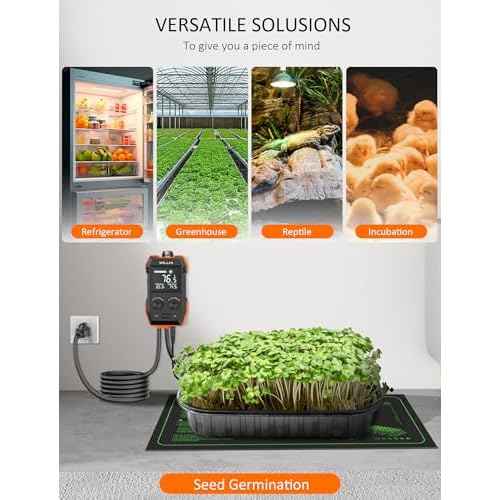 WH2408 Temperature Controller 10A 1200W, Digital Thermostat Controlled Outlet Plug Switch for Reptile Terrarium Greenhouse Homebrew Aquarium Seedling Mat, Heating or Cooling Mode Thermometer