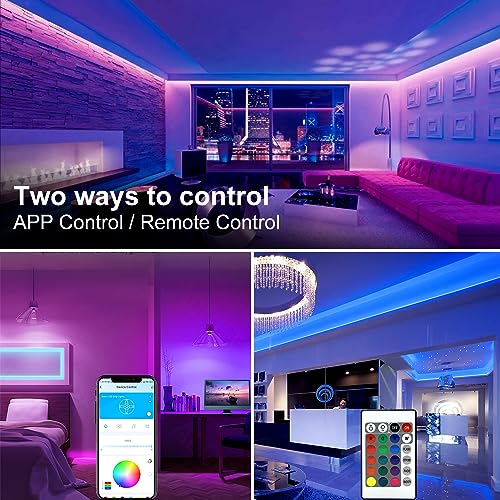 DAYBETTER 130FT RGB LED Strip Lights for Bedroom & Party Decor with App & Remote