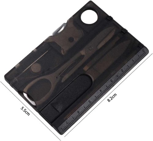 Black 12 in 1 Pocket Credit Card Outdoor Survival Multi Card Multi Tool EDC Tool Gear Multitools and Accessories, Multitools