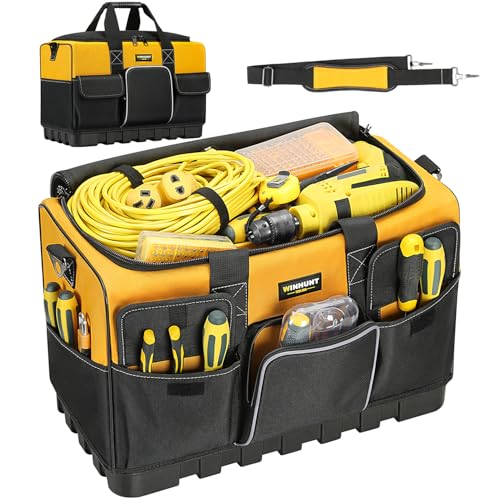 Tool Bag, 20-inch Tool Organisers, 600 Denier Large Tool Bag for Home DIY & Equipment Storage, Yellow and Black (50cm/20inch)