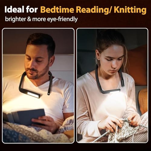 EastPin Black Rechargeable Neck Reading Light with Stepless Dimming
