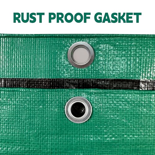 Heavy Duty Green & Black 15x15 ft UV-Resistant Tarp with Grommets - 10 Mil Waterproof Cover