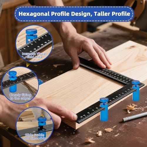Precision Stair Gauges for Framing Square, Premium stair gauge Layout Tool with Carabiner & Holder, Metal Framing Square Stops for Circular Saw/Stair Stringer/Rafter Layout, Framing Jip for Carpentry
