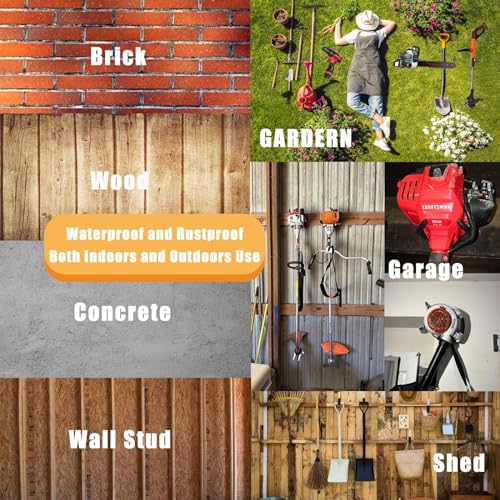 Juformin Black 4 Pack Garden Power Tool & Garage Wall Hooks - Heavy Duty Weedeater & Tool Storage Racks