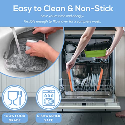 Loveuing Gray Silicone Air Fryer Liners Square, 8.5 inch, Reusable & Non-Stick 5.8-8 Qt