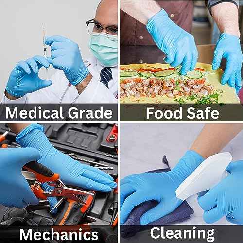 Nitrile Exam Gloves Latex Free & Powder Free Disposable Gloves for Cleaning, Food Safe, Medical Use - 4 Mil