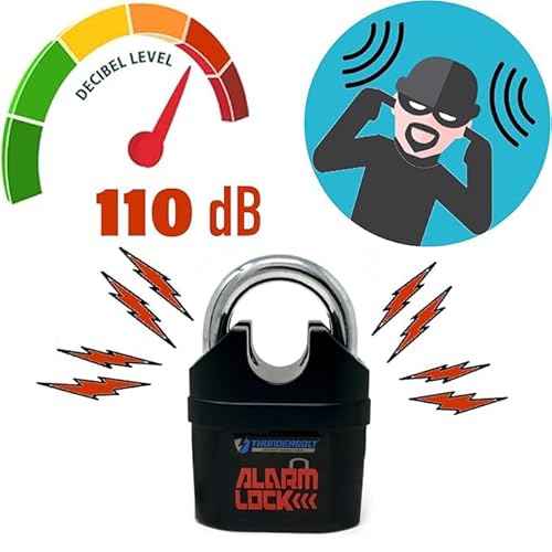 Alarm Padlock Anti-Theft Security Keyed Padlock Lock 110dB (decibels) Sound Siren