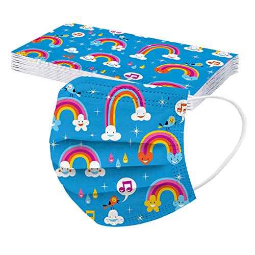 50Pcs Kids Face Mask Childrens 3 Ply Non-Woven Protective Breathable Kids Face Mask for Boys Girls Outdoor School