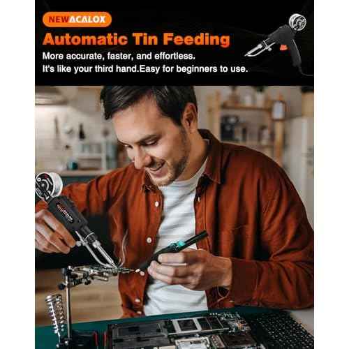 Soldering Iron Kit, NEWACALOX Soldering Gun Automatic Hand-held Solder gun Iron Kit Welding Tool, Desoldering Pump, Tweezers for Circuit Board, Home DIY, Electronic Repair