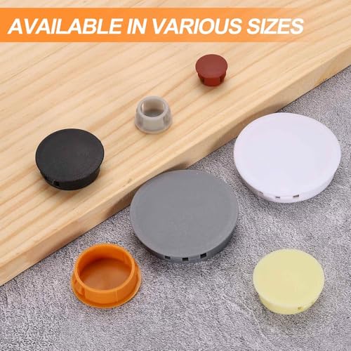 HARFINGTON Black Hole Plugs 100pcs 1/2" Plastic Round Hole Cover - Black