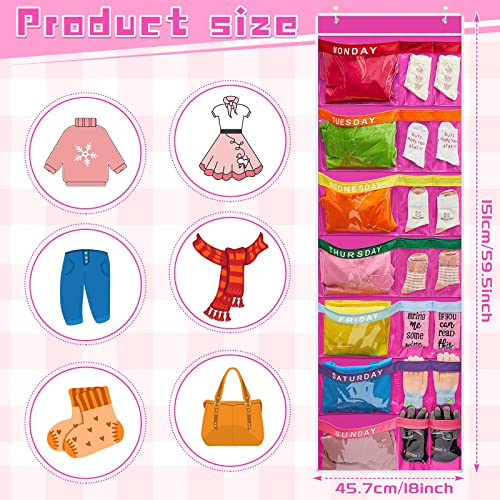 Kids Weekly Clothes Organizer with 21 Large & Small Pockets, Over-the-Door Storage