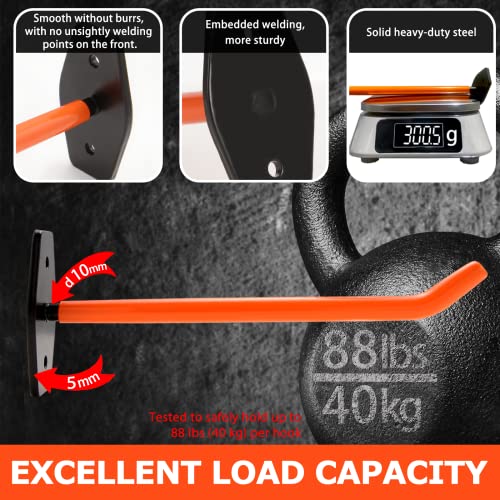 4 PCS Garage Hooks Heavy Duty Wall Mount, Tire Storage System with Anti-Slip Coating, Hang Heavy Tools for up to 88Lbs, for Bikes, Ladders, Chairs and Bulky Tools