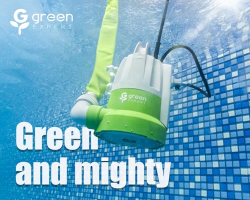 Green Expert 1/3HP Submersible Sump Pump with Water Sensor Switch - Single Pump, Automatic & Manual Drain for Basement Garage Hot Tub