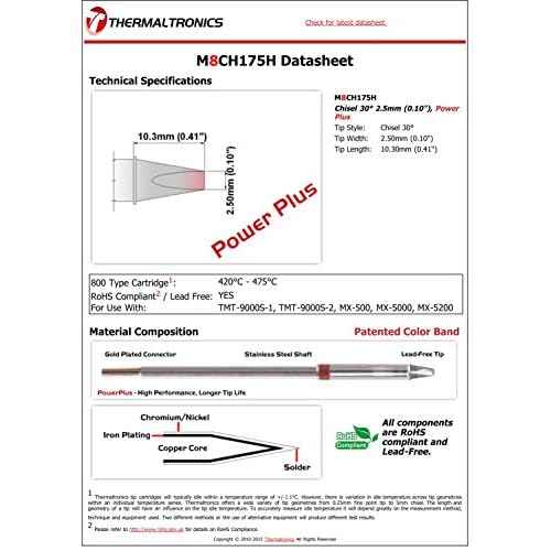 Thermaltronics M8CH175H Chisel 30deg 2.5mm (0.10in), Power Plus