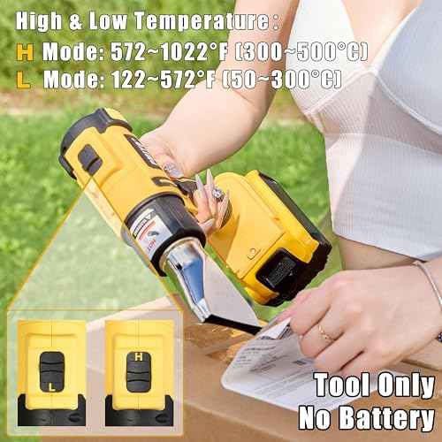 Cordless Heat Gun for Dewalt 20v Battery,350W Fast Heating Soldering Hot Air Gun,2-Temp Setting Max 1022¡ÆF(550¡ÆC),Heat Gun for Tube Bending,Resin & Decorating (Tool Only NO Battery)