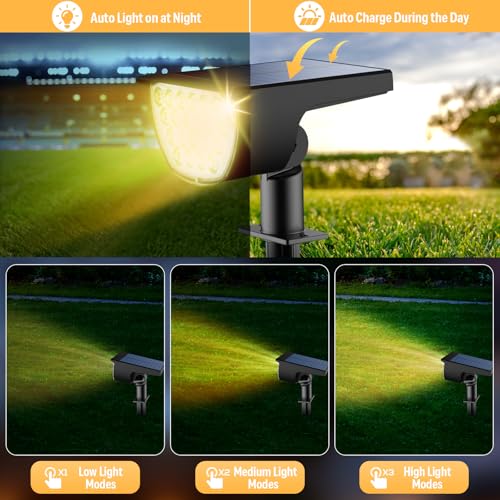 GKGG Solar Pathway Lights Outdoor Waterproof 76 LED 3 Modes 4 Pack Warm White