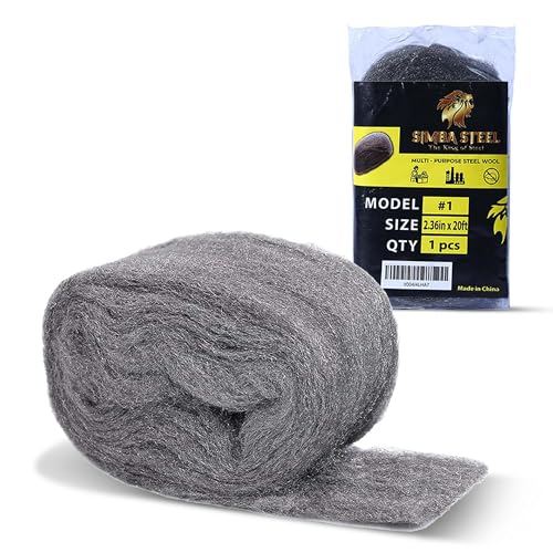 20FT SIMBA Steel Wool for Mice Control - 1x20 FT Coarse Steel Wool, Hole & Gap Filler, Protect Home, Garage, Pipeline, Vent, Keep Mice Away 1 roll 20FT