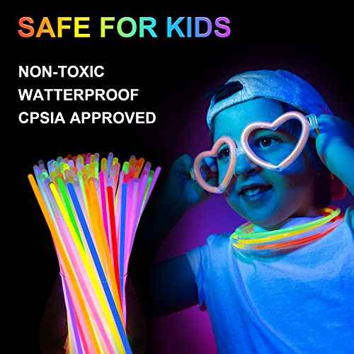 Glow Sticks Bulk Party Supplies | 70 PCS 8 Inch Glowsticks with Connectors | Glow in the Dark Light Up Sticks Party Favors Decorations