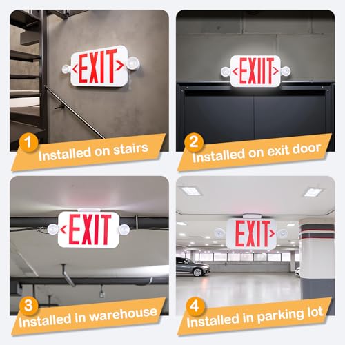 1 Pack Emergency Exit Sign with Battery Backup & LED Lights - UL Certified