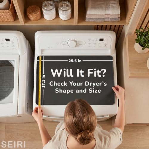 SEIRI 26x18 in Silicone Top Protector Mat for Top-Loading Washer & Dryer - Non-Slip, Waterproof, Dark Gray (1 pack)