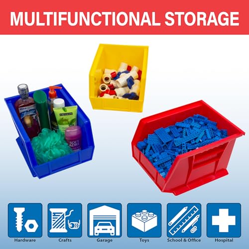 AkroBins 30239 Blue Plastic Storage Bins 11x8x7, 6-Pack - Storage Organizer