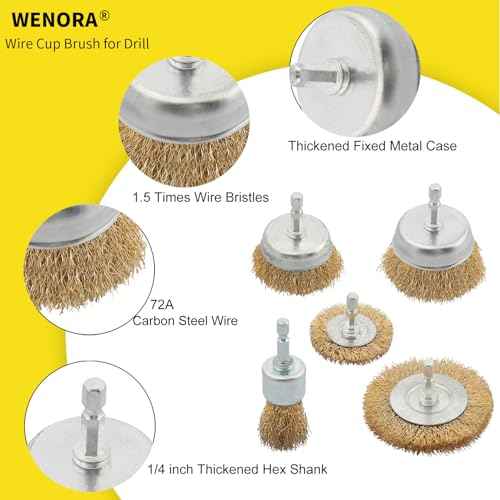 5 Pcs Wire Brush for Drill Set, Brass Wire Wheel for Drill, 1/4 Inch Hex Shank, Wire Brushes for Cleaning Rust for Drill