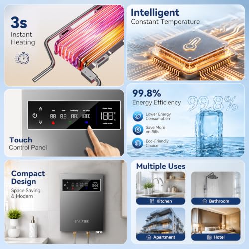 SIVUATEK TSB-140 14kW Electric Tankless Water Heater 240V for Sink & Shower, Gray