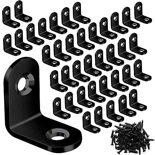 FATLODA Black 20mm Stainless Steel L Corner Brace Set 40PCS with Screws