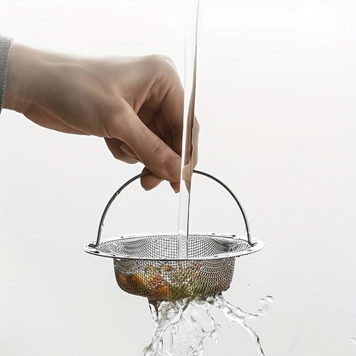 3 Pack Kitchen Sink Drain Strainer with Handle, Stainless Steel Large Kitchen Sink Drain Basket Food Catcher, 4.3 inch Diameter, Rust Free