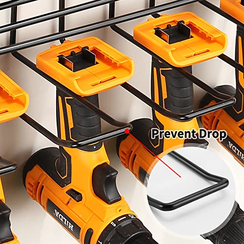 Power Tool Organizer for Tool Storage,Drill Holer Wall Mount,Storage Rack for Garage Organization, Wall Organizer with Shelf,Heavy Duty for Lifetime Use(2 Pack Black)