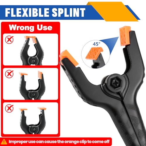 NUITPY 3.5 Inch Plastic Spring Clamps 24 Pack - Durable Backdrop & Woodworking Clips, Flexible Grip, Anti-Slip Handles